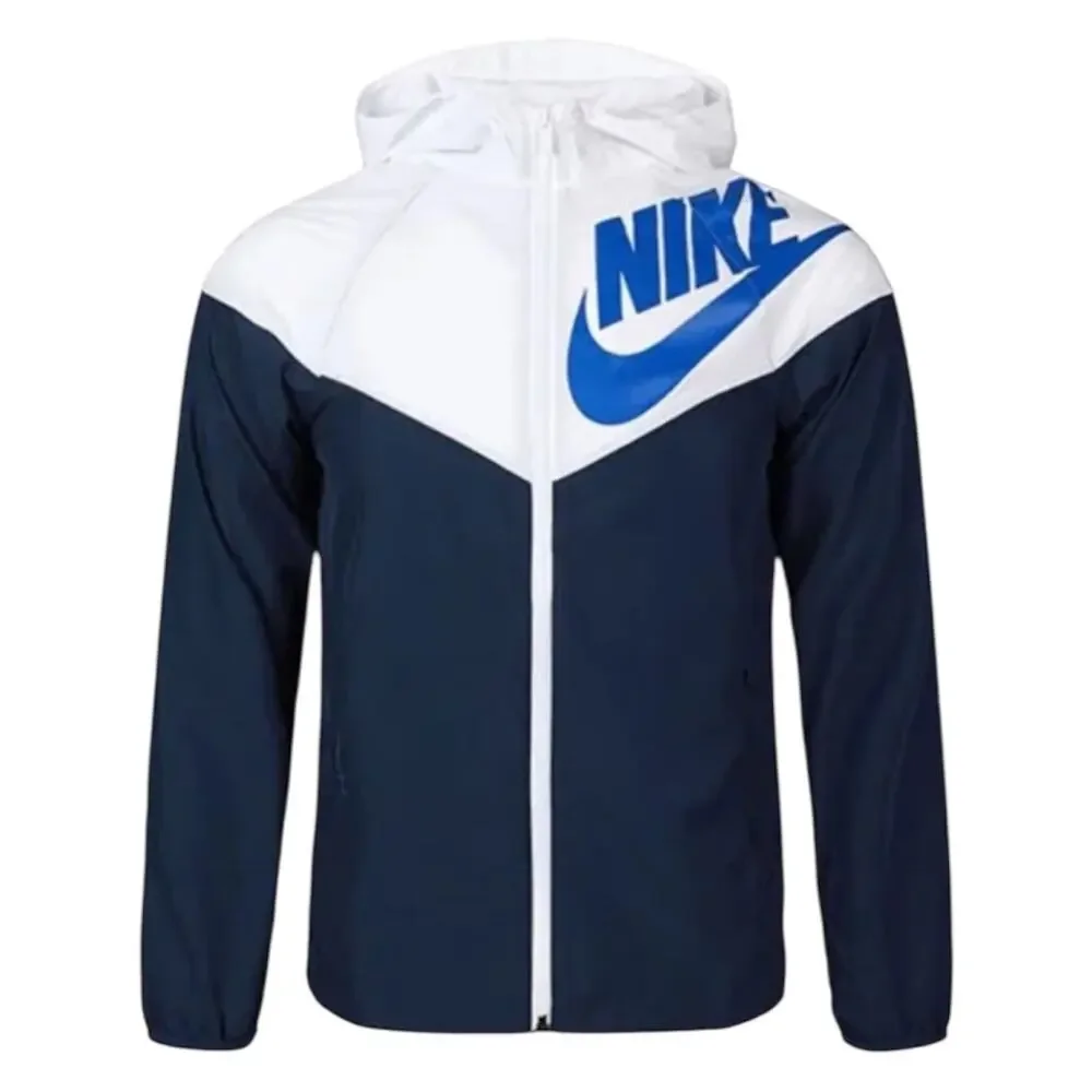 Nike Big Kids Boys Windrunner Jacket Navy White Blue Logo Hooded‎ Full Zip Sz M